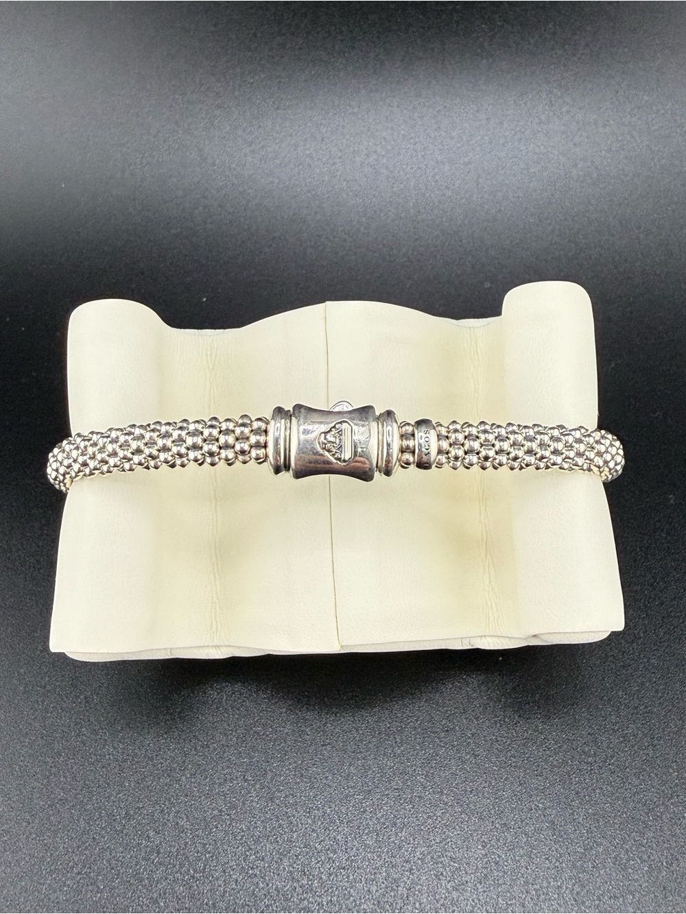 LAGOS Silver Beaded Bracelet with Gold X Accent - Picture 3 of 4